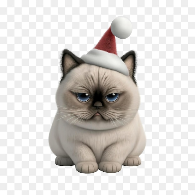 Chat Birman portant un chapeau de Noël.