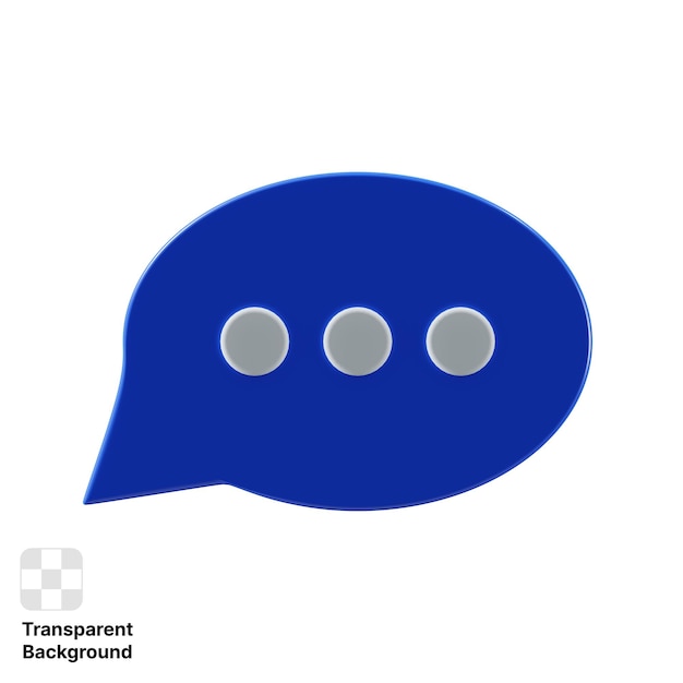Chat en bulle bleue 3D avec une icône de messagerie de conversation à trois points