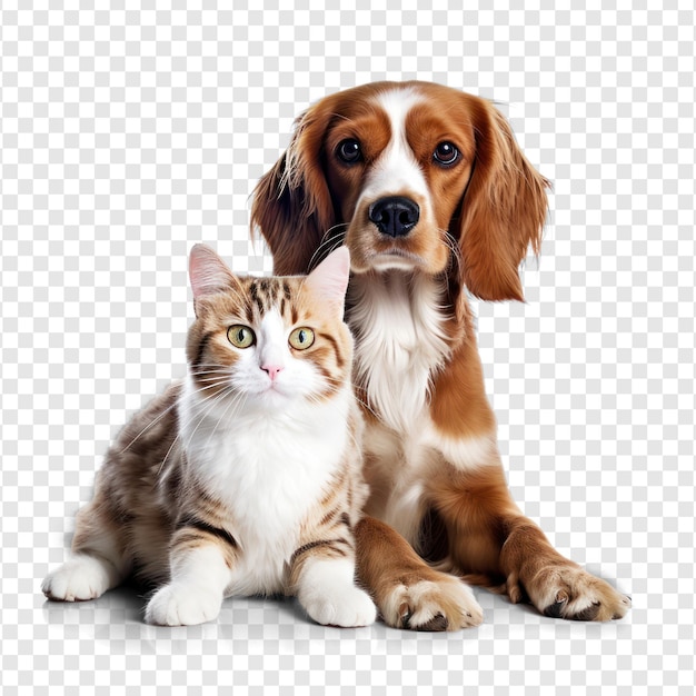 PSD un chat et un chien sur un fond psd transparent.