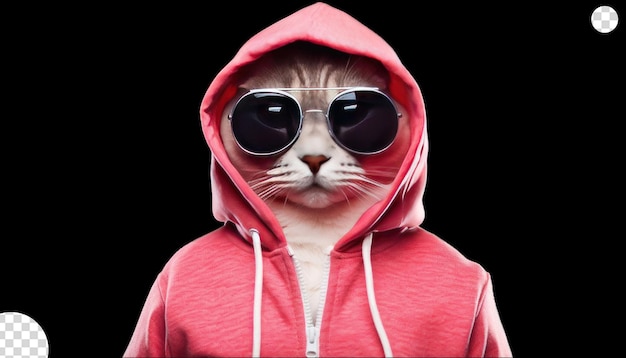 Un Chat Cool Portant Un Capuchon Avec Des Lunettes De Soleil Png Transparent