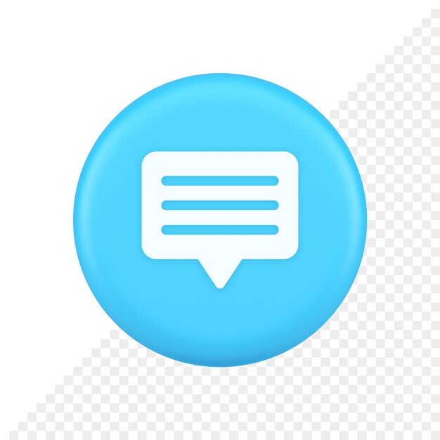 Chat cuadro discurso burbuja botón redes sociales mensajes de texto internet comunicación 3d icono