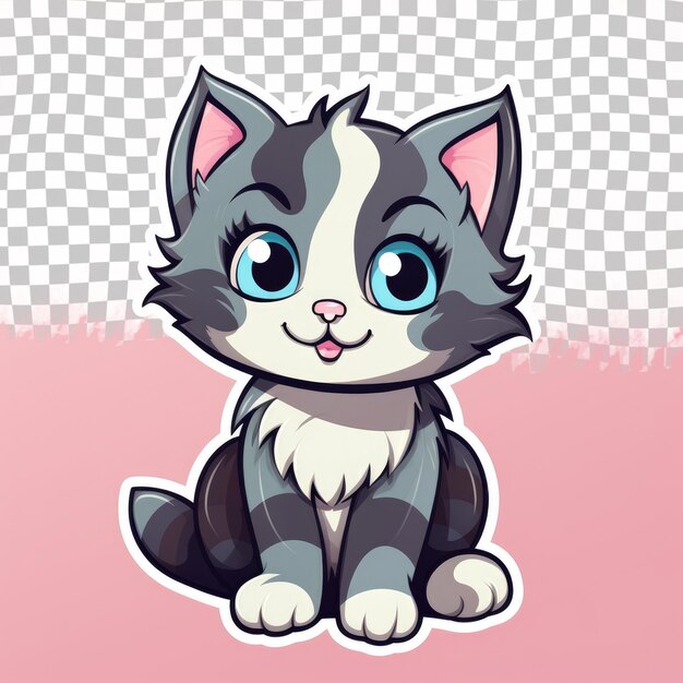 PSD un chat de dessin animé felidae avec des moustaches dans une manche sur un transparent