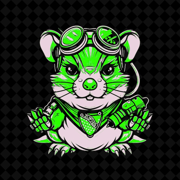 un chat de dessin animé avec un masque vert sur la tête