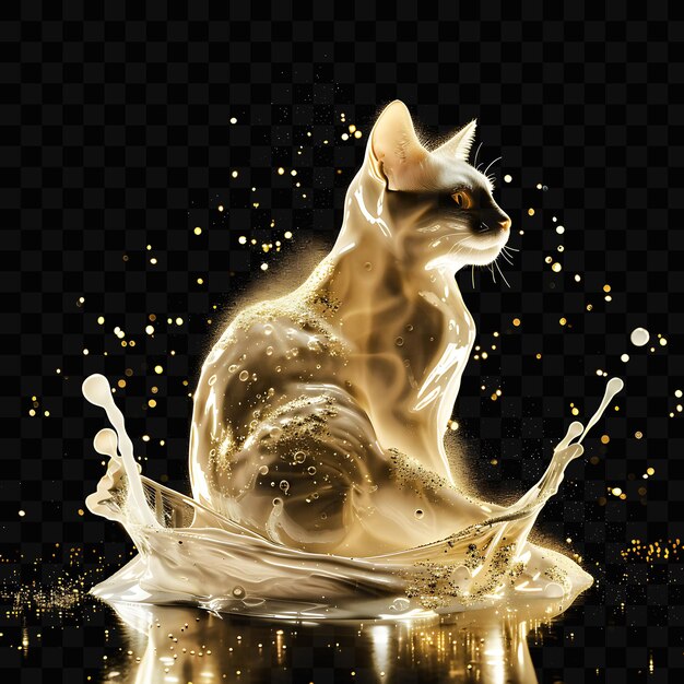 PSD un chat est en train d'éclabousser dans une flaque de liquide