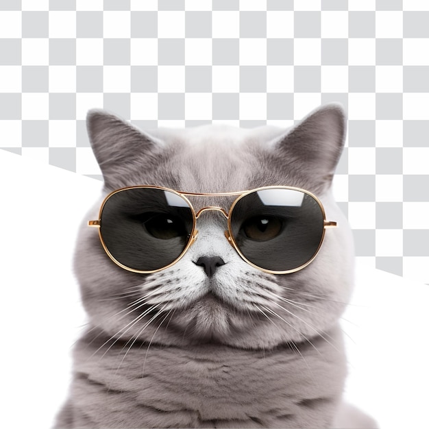 PSD un chat gris avec des lunettes de soleil frais et beau prêt pour l'été