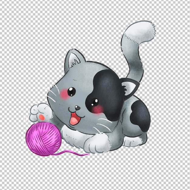 PSD chat gris mignon