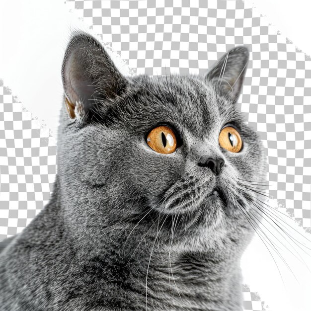 PSD un chat gris avec des yeux orange et un œil jaune