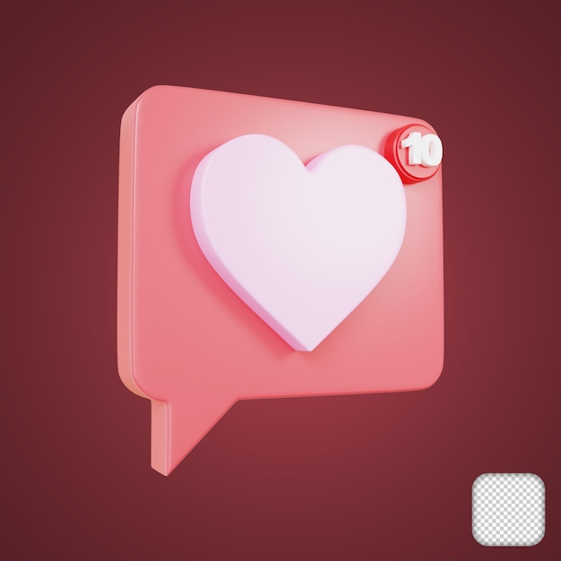 Chat Love Heart Icon 3D-Illustration