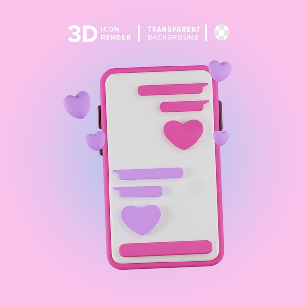 PSD chat love phone3d ilustración de la representación