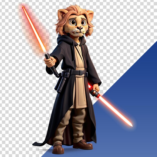 PSD un chat avec un masque de star wars et une étoile dessus