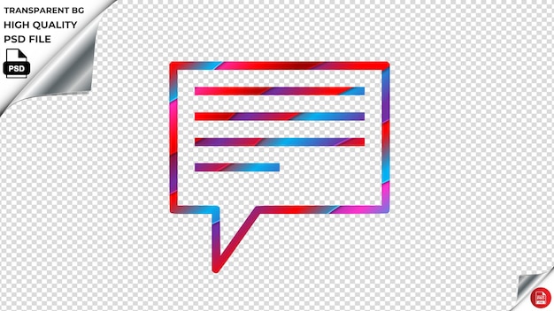 PSD chat mensaje de texto burbuja comunicación discurso icono vectorial rojo azul púrpura cinta psd transparente
