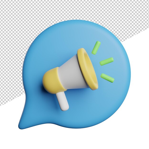 Chat de mensajes de difusión Una burbuja de diálogo azul con un megáfono amarillo en el medio