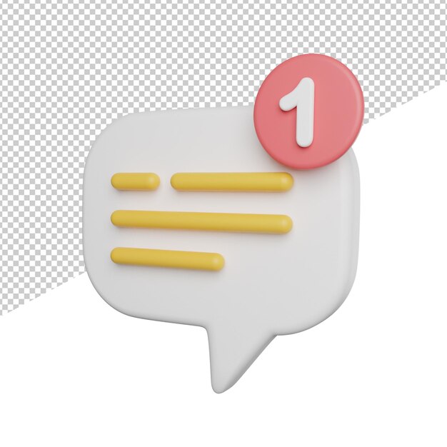 Chat Mensajes Notificación vista lateral 3d representación icono ilustración sobre fondo transparente