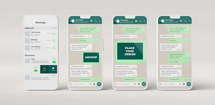PSD chat mockup con dispositivi
