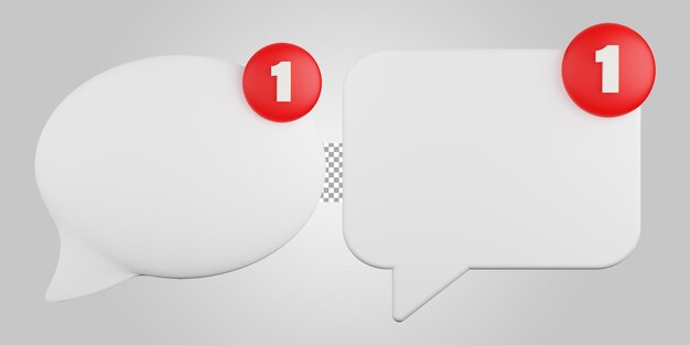 Chat no leído en fondo transparente Renderizado en 3D