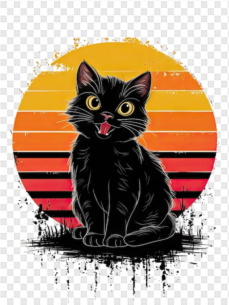 PSD un chat noir avec un fond rouge et le mot noir