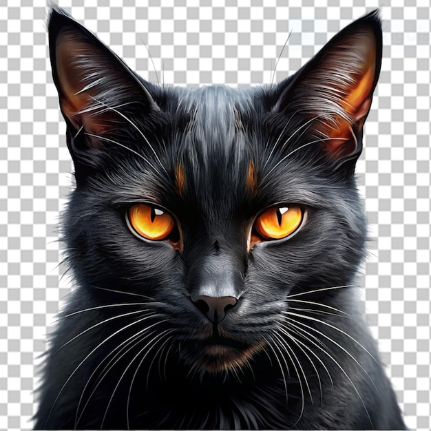 PSD le chat noir de l'halloween sur un fond transparent