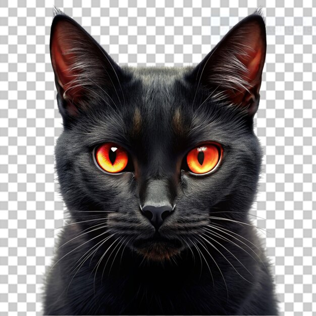 PSD le chat noir de l'halloween sur un fond transparent