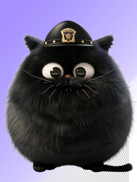 PSD un chat portant un chapeau de police avec le mot police dessus