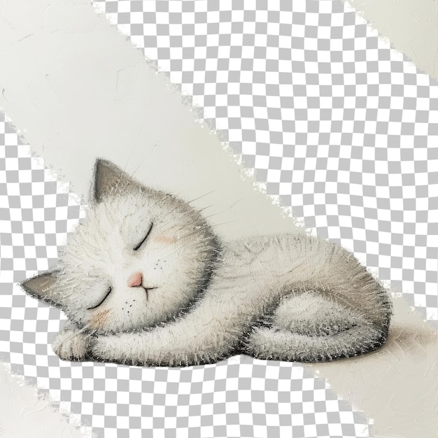 PSD un chat qui dort sur une surface blanche