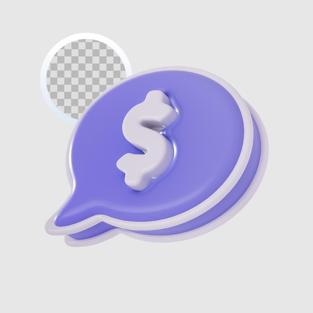 Chat de rendu 3d avec fond transparent d'icône d'argent dollar