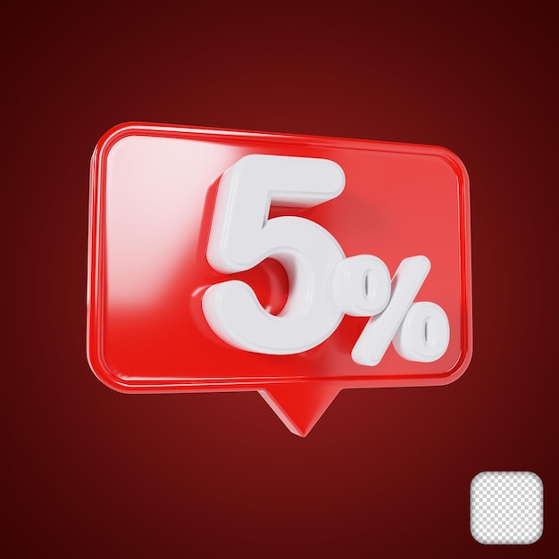 Chat sconto 5 Percento illustrazione 3D