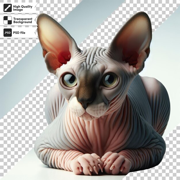 PSD chat sphynx canadien sur fond transparent avec couche de masque modifiable