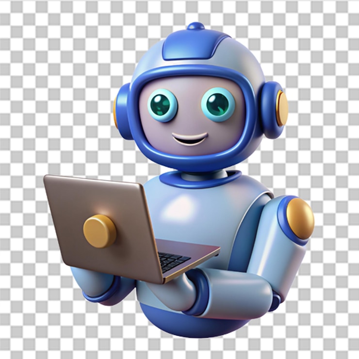 PSD chatbot 3d y portátil aislados en fondo blanco soporte de asistente de ia y concepto de preguntas frecuentes robot lindo se puede usar para muchos propósitos vector moderno y de moda en estilo 3d