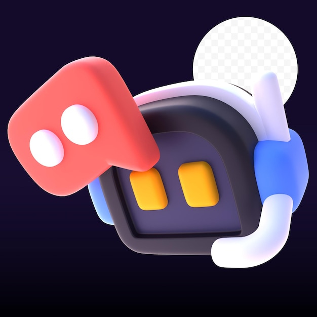 Chatbot in 3d render for graphic asset web presentation or other