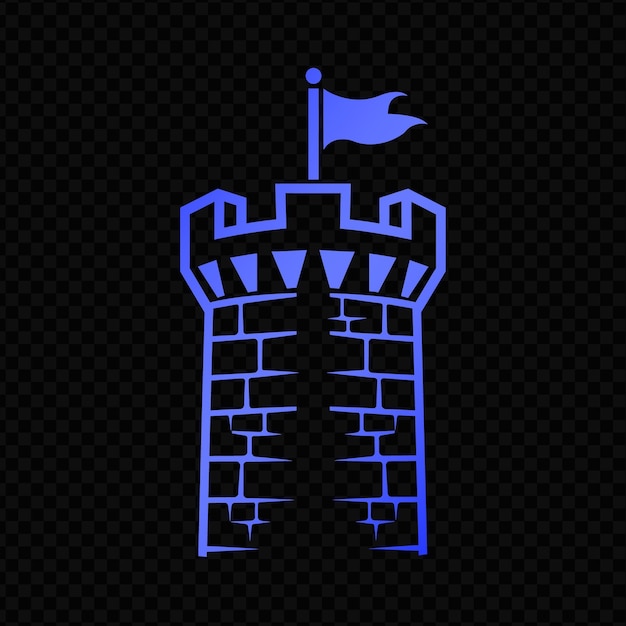 PSD château bleu avec un drapeau au sommet