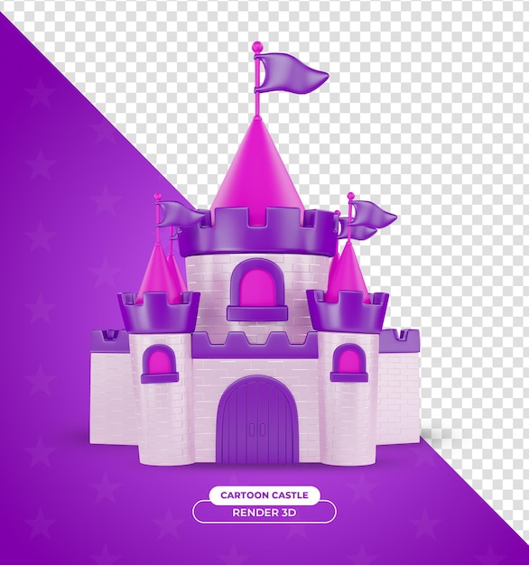 PSD château de princesse de dessin animé avec fond transparent