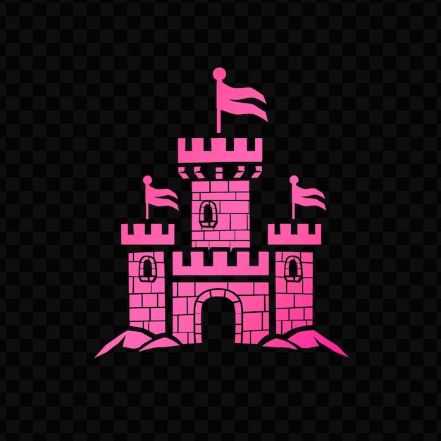 PSD le château en rose sur un fond noir