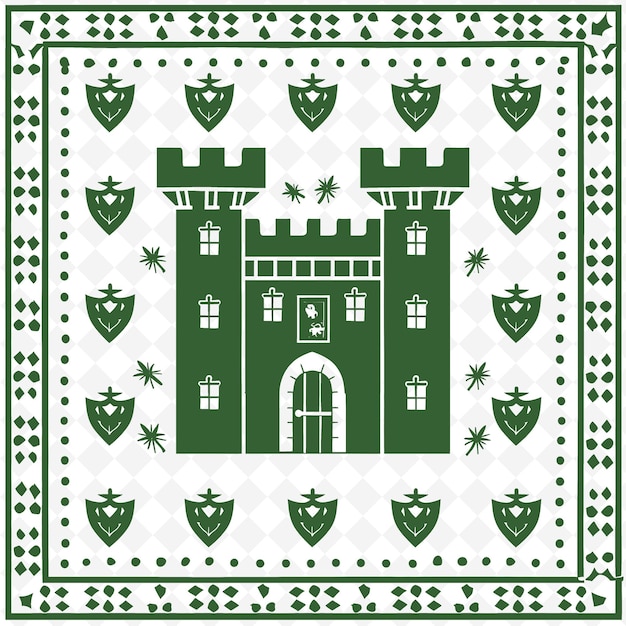 PSD un château vert avec un fond vert avec un motif vert et blanc