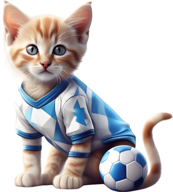 PSD un chaton de football un chaton mignon dans un uniforme de football