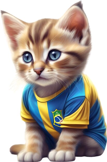 PSD un chaton de football un chaton mignon dans un uniforme de football