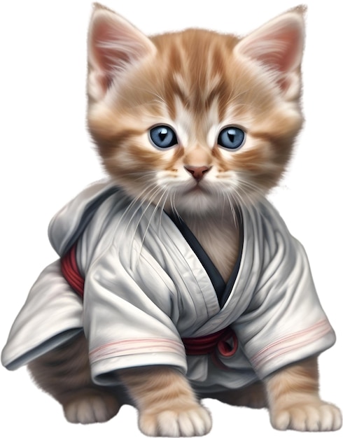 PSD un chaton mignon dans un uniforme de judo