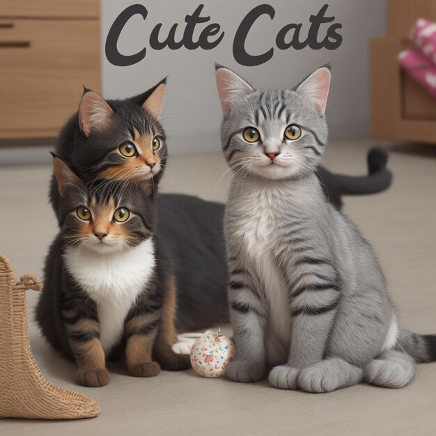 PSD des chats mignons et en colère.