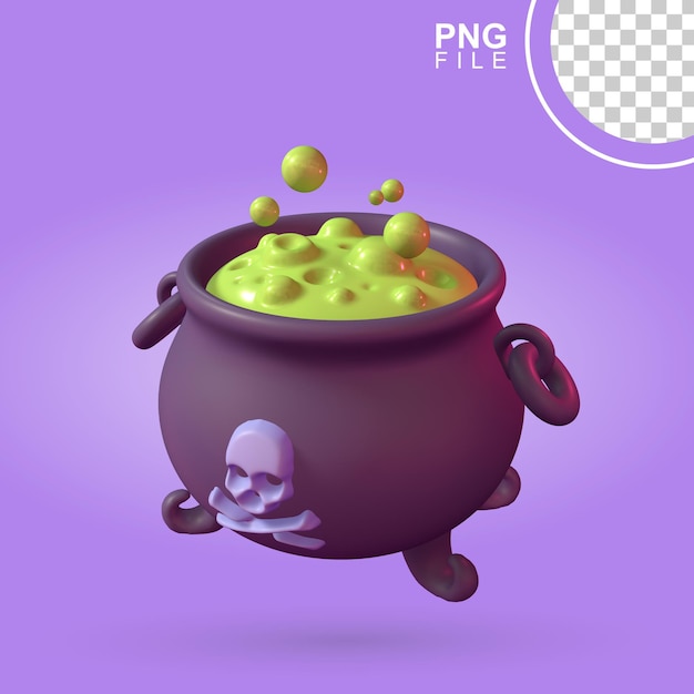 Chaudron de sorcière effrayant 3D, atout d'Halloween