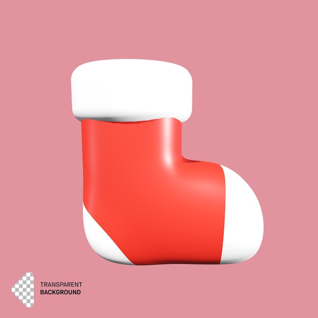 chaussette rouge et blanche dans la conception de rendu 3d.