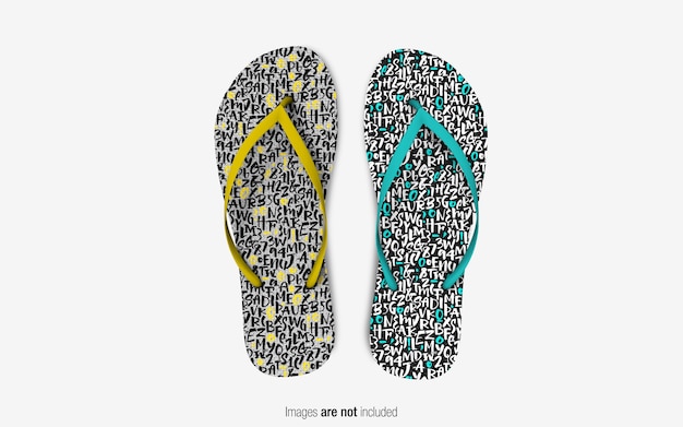 PSD chaussons flip flop mockup vue de dessus