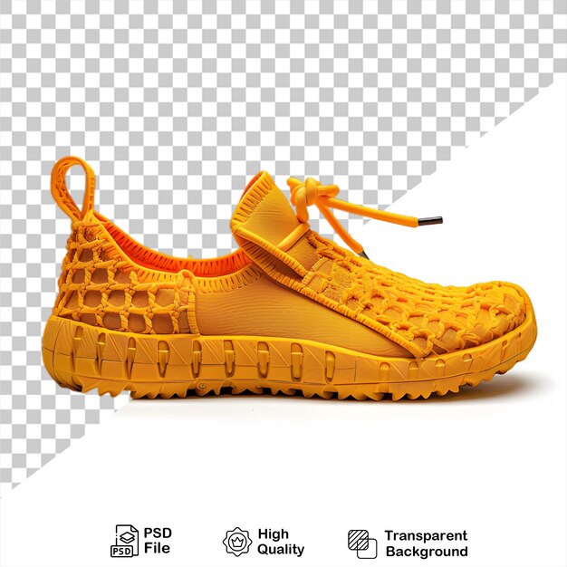 PSD une chaussure jaune sur un fond transparent