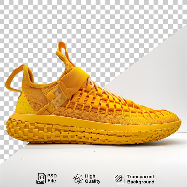 PSD une chaussure jaune sur un fond transparent