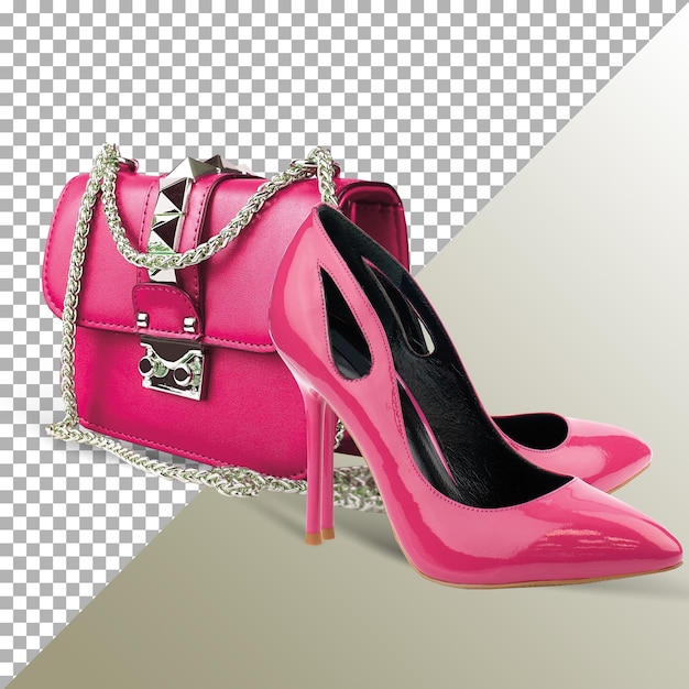 une chaussure rose avec une chaîne dessus et une chaîne en bas