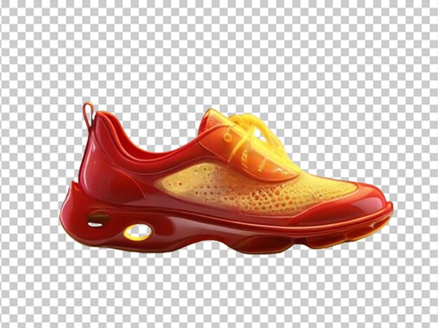 PSD chaussure rouge brillant avec de la lumière jaune