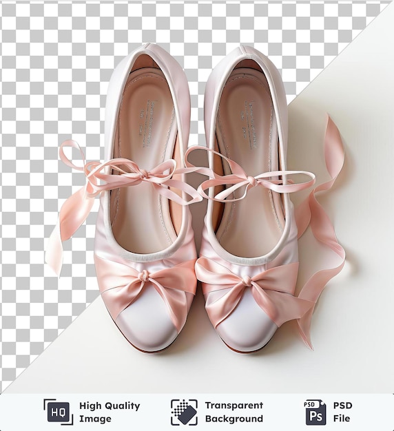 PSD chaussures de ballet de danseuse photographique réaliste psd transparente de haute qualité ornées d'un nœud et d'un ruban roses
