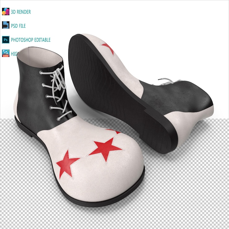 PSD les chaussures de clown 3d sont un fichier psd.