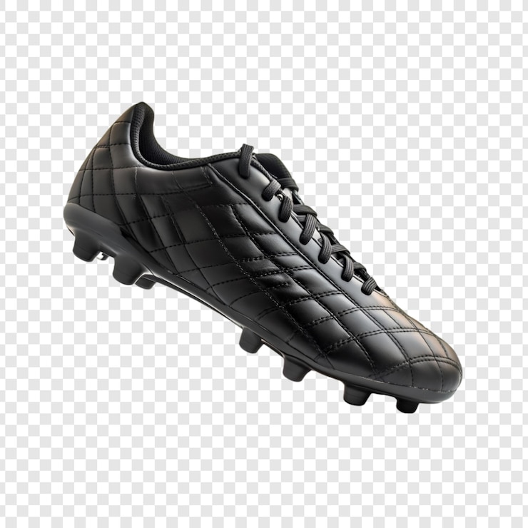 PSD des chaussures de football en cuir noir avec un dessin couvert