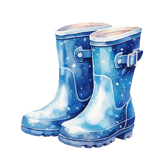 Chaussures De Pluie Pour Enfants Pour L'événement De Noël Style D'aquarelle Généré Par L'ia