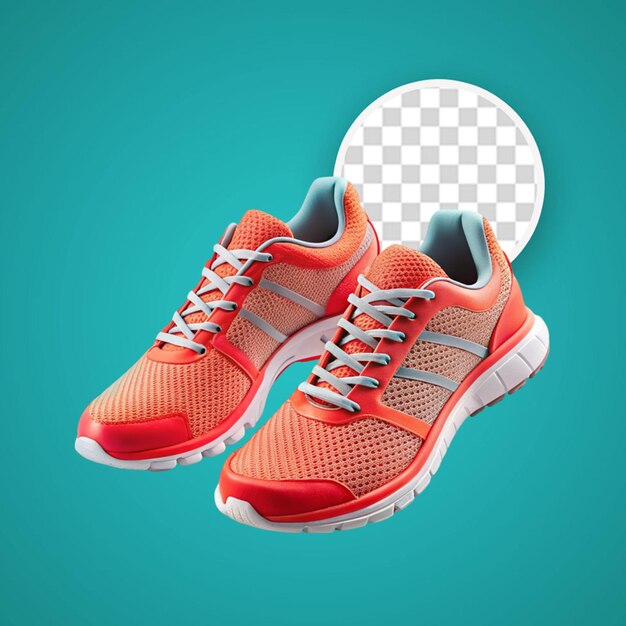 PSD chaussures de sport rouges ou chaussures de course sur fond transparent
