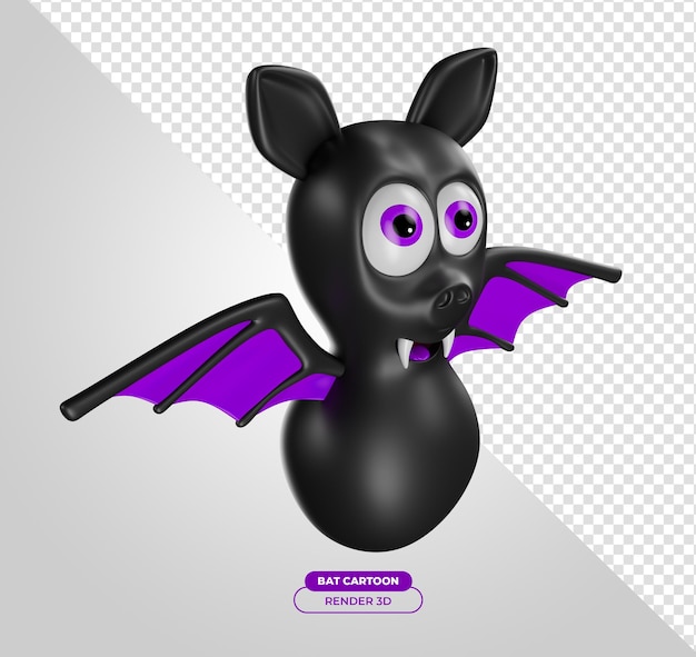 PSD chauve-souris pour halloween, rendu 3d, illustration de dessin animé avec fond transparent